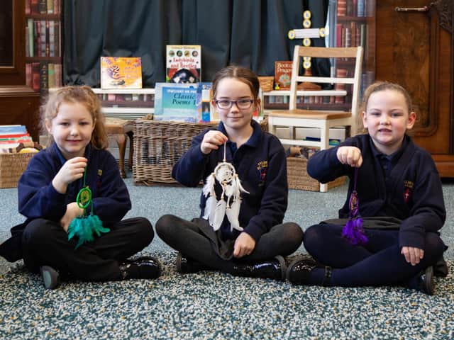 Matilda, Lexie and Tiarna from St George's Primary School in Tyldesley