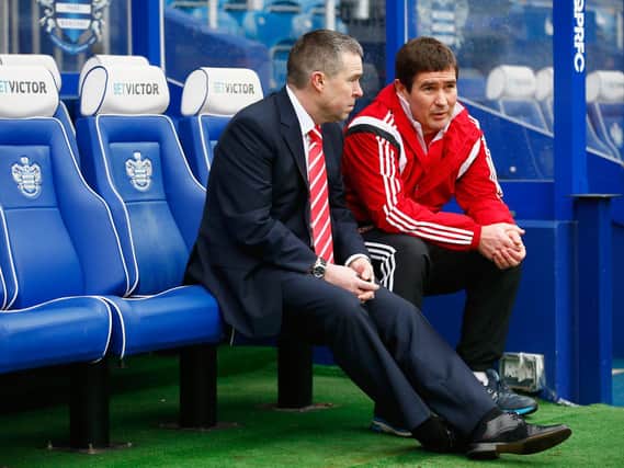 Mal Brannigan, with Nigel Clough, during their time together at Sheffield United