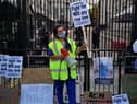 Intensive care nurse and Unite union rep Ameera Sheikh outside Downing Street