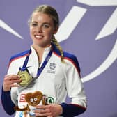Keely Hodgkinson with her gold medal
