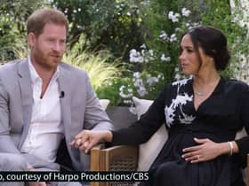 Harry and Meghan during their interview with Oprah Winfrey