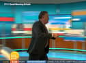 Video grab taken from ITV of presenter Piers Morgan walking off set during a Good Morning Britain discussion about the Duchess of Sussex with his colleague, Alex Beresford, the morning after the UK broadcast of the Duke and Duchess of Sussex interview with Oprah Winfrey. Picture credit: ITV