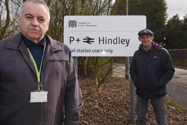 From left: Coun Paul Blay and Coun Jim Talbot at Hindley train station car park