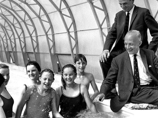 The opening day at the new swimming pool at Borsdane Brook School Hindley in 1968