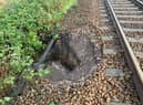 Landslip damage at Burscough, caused by flooding, A survey is to begin in May 2021 in a bid to discover why the rail line and the town, in West Lancashire, are so badly affected by flooding. Picture courtesy Network Rail