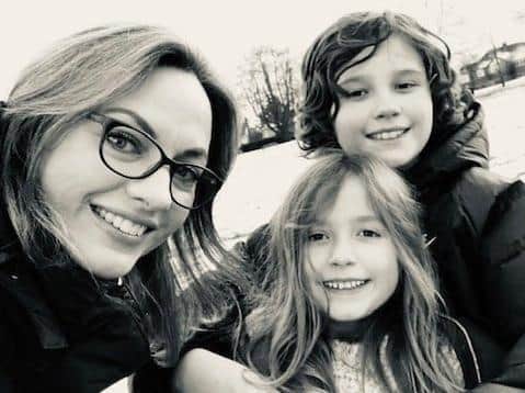 Lisa Diaz with her children Alex and Helena