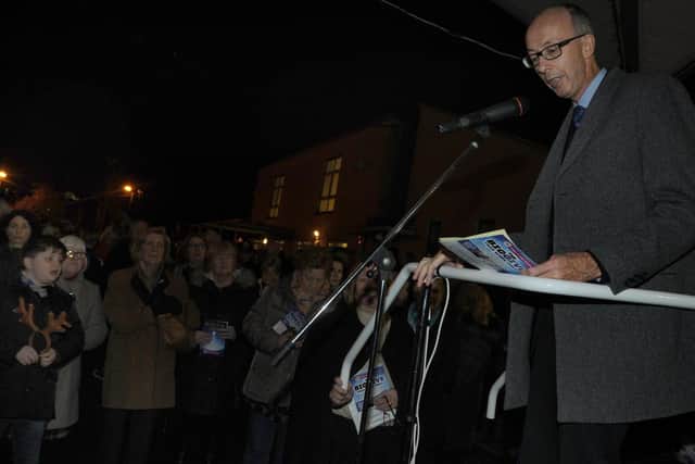 Dr Baron speaks at one of the Light for a Life switch-on ceremonies