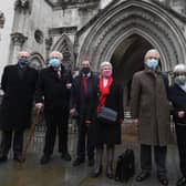 Members of the Shrewsbury 24 and lawyers outside the Court of Appeal in London