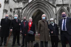 Members of the Shrewsbury 24 and lawyers outside the Court of Appeal in London