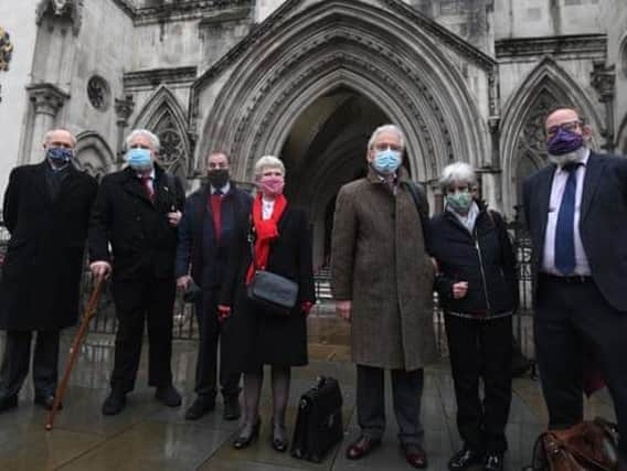 Members of the Shrewsbury 24 and lawyers outside the Court of Appeal in London