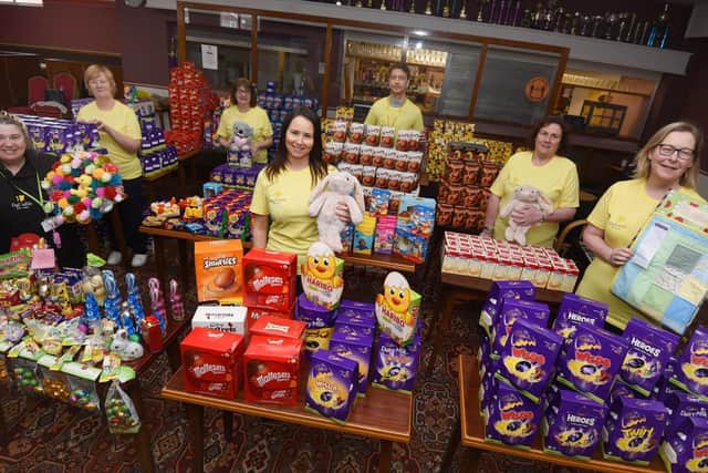Daffodils Dreams team with some of the donated Easter eggs