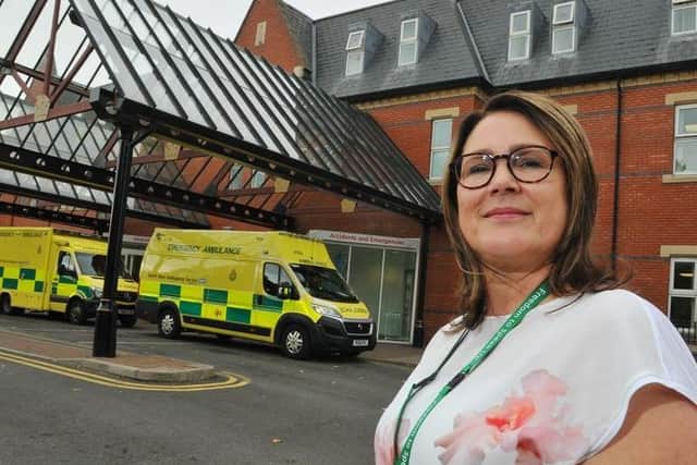 Mary Fleming, director of operations, outside A&E at Wigan hospital
