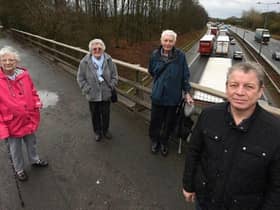 Members of Friends of Ashton pictured on the bridge over M6 near Ashton (junction 24), from left, Pat Grimshaw, Ethel Glover, Don Hodgkinson and Paul Tushingham