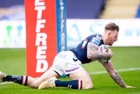 Tom Johnstone goes in for a try against Leeds last weekend. Picture: SWPix