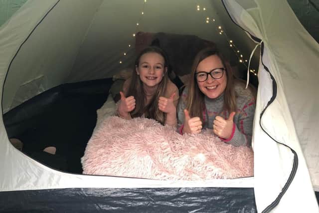 Evie and Jane Webb in their tent