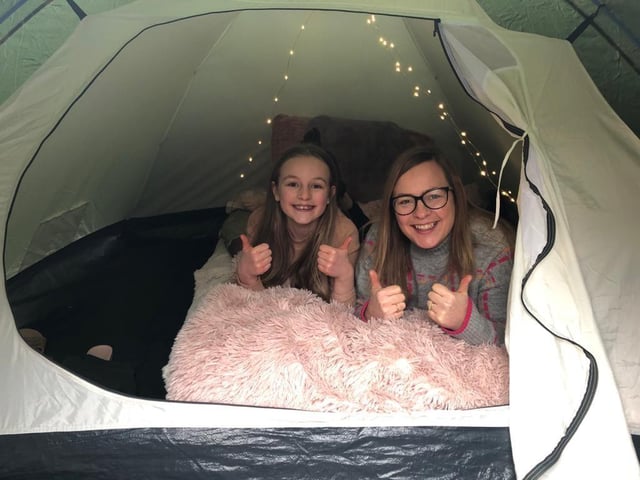 Evie and Jane Webb in their tent