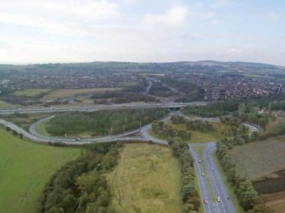 An aerial view of what the M58 link road will look like coming away from junction 26 of the M6 at Orrell