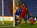 Gwion Edwards rounds off the scoring at Oldham in midweek