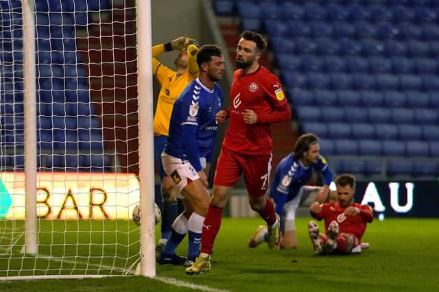 Gwion Edwards rounds off the scoring at Oldham in midweek
