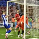 Blackburn goalkeeper Aynsley Pears can't keep out Jack Whatmough's header