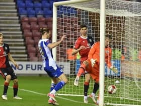 Blackburn goalkeeper Aynsley Pears can't keep out Jack Whatmough's header