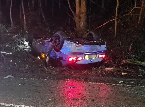 The occupants of the car managed to scramble free from the wreckage