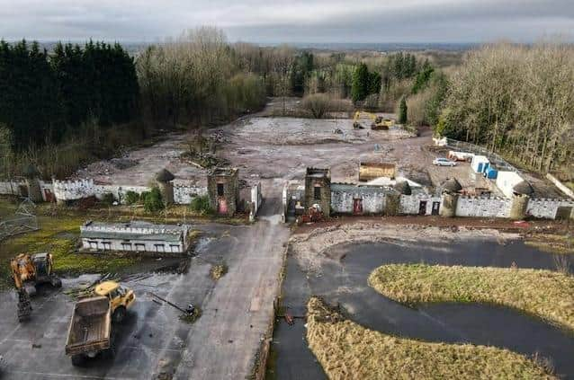 Camelot's iconic castle-themed entrance and most of its buildings were demolished last year. Pic: Martin Pratt