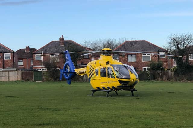 The air ambulance at Standish rec