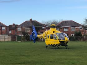 The air ambulance at Standish rec