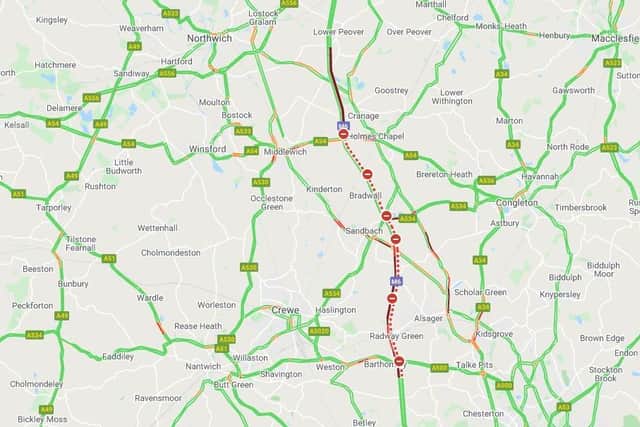 Delays of around 60 minutes were reported in the area, with motorists urged to allow extra time for their journeys (Credit: AA)