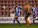 Josh Magennis, playing against Latics for Hull last year