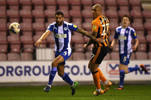 Josh Magennis, playing against Latics for Hull last year