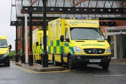 Ambulances outside Wigan Infirmary's A&E unit