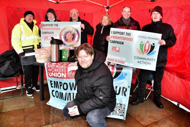 The union’s campaign launch, including president Ian Hodson, centre