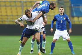 Josh Magennis in action for Northern Ireland against Italy