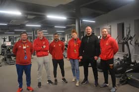 Jamie Acton and the Wigan Youth Zone sports team undergoing a Banish induction prior to the training sessions. (L-R) Dave Philp (Head of Sports at WYZ), Tom Fairhurst (PT at WYZ), Piyush Pandey (PT at WYZ), Emily Tait (PT at WYZ), Jamie Acton (Banish founder) and Eric Andrews (PT at WYZ).