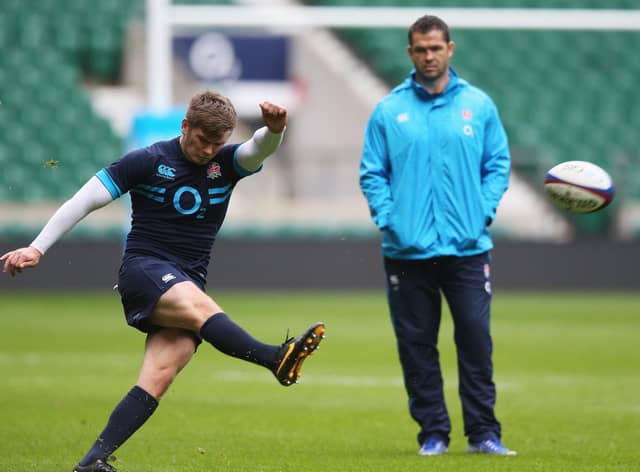 Owen Farrell, watched by his dad, Wigan legend Andy