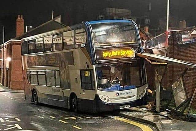The scene of the bus crash in Hallgate, Wigan
