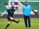 Owen Farrell watched on by dad, Andy
