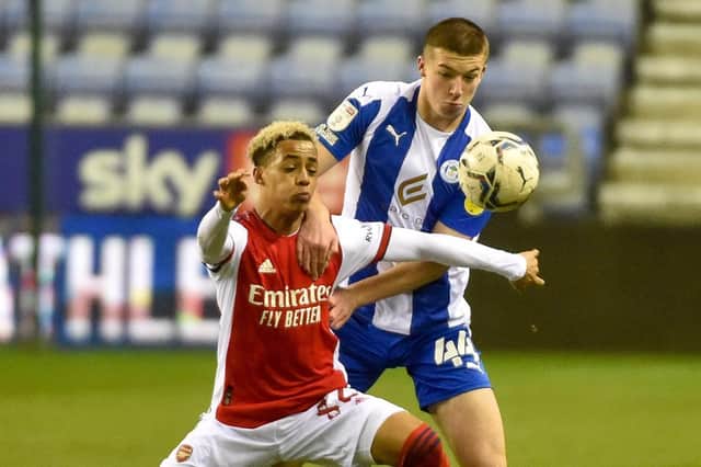 Charlie Hughes in action against Arsenal Under-21s