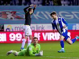 Callum Lang celebrates his goal against Oxford