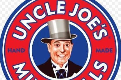 The familiar Uncle Joe's Mint Balls logo