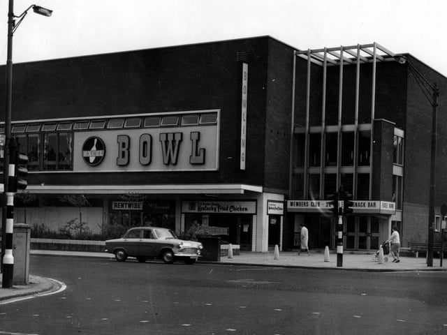 The bowling alley and Kentucky fried chicken pictured in June 1967.