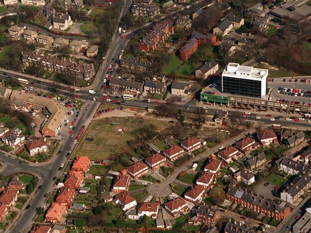An bird's eye view of the Arndale Centre and Headingley in March 1996.