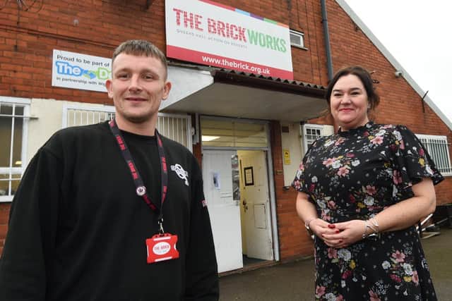 Kevin Barr with Wendy Doherty, fund-raising manager for The Brick