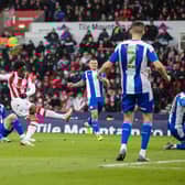 Josh Maja takes advantage of Jason Kerr's slip to put Stoke ahead