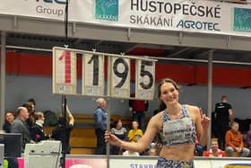 Emily Borthwick celebrates her historic leap