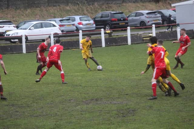 Action from Ashton Town's clash at Chadderton (Pic: Gordon Johnson)