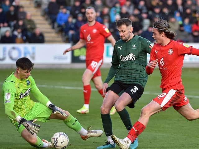 Thelo Aasgaard, setting up Will Keane's goal at Plymouth