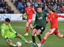 Thelo Aasgaard, setting up Will Keane's goal at Plymouth
